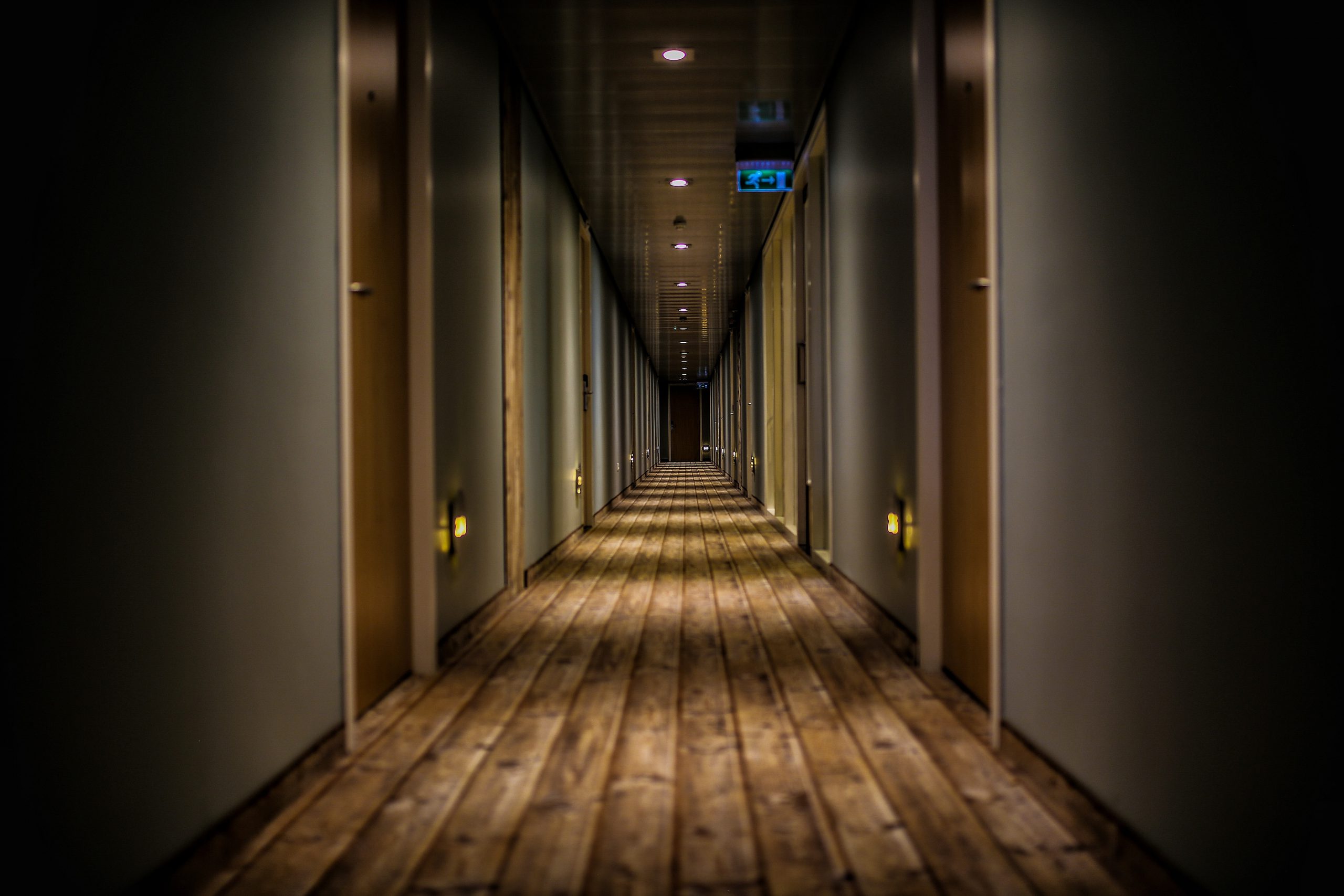 empty hotel corridor