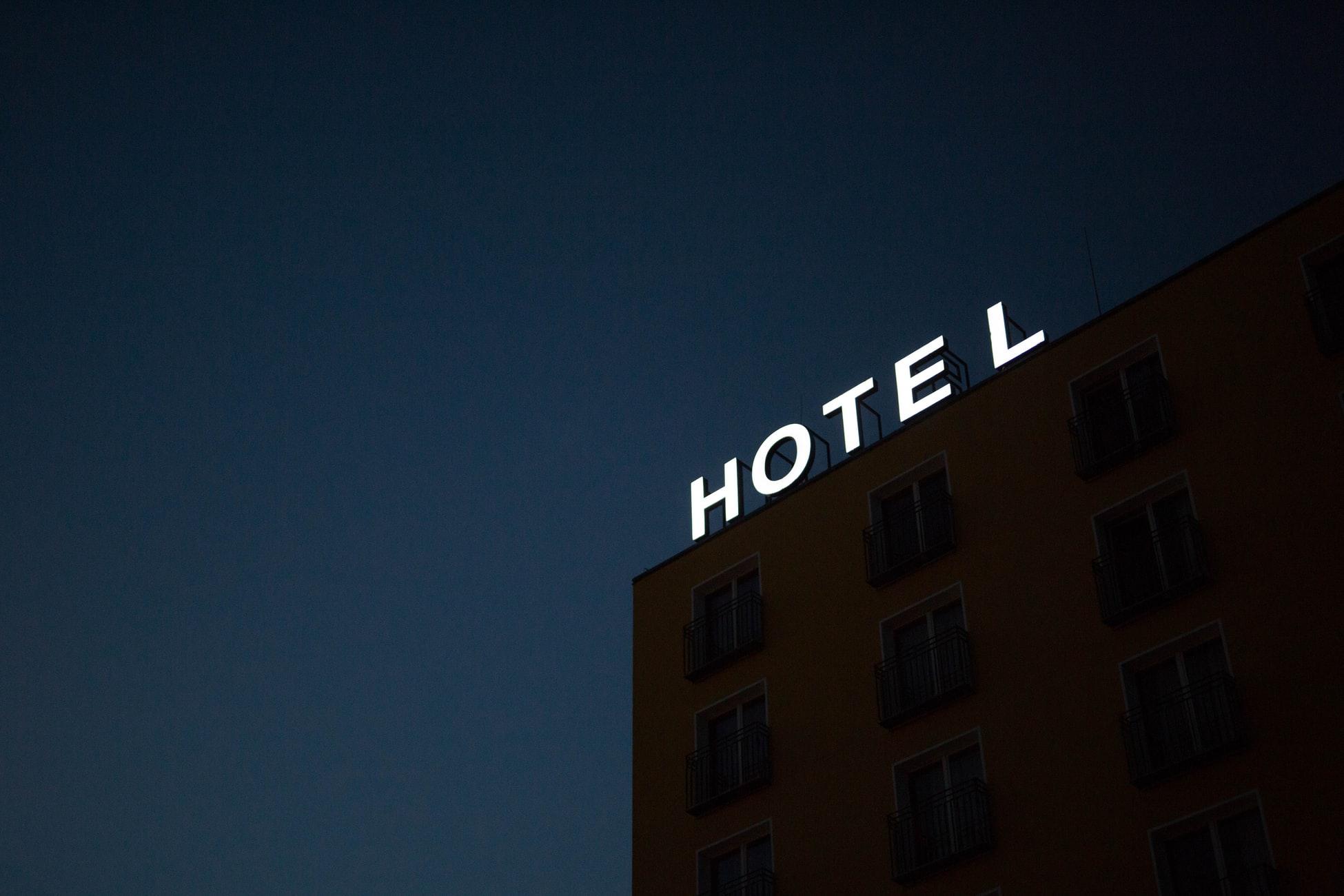 Hotel sign during winter